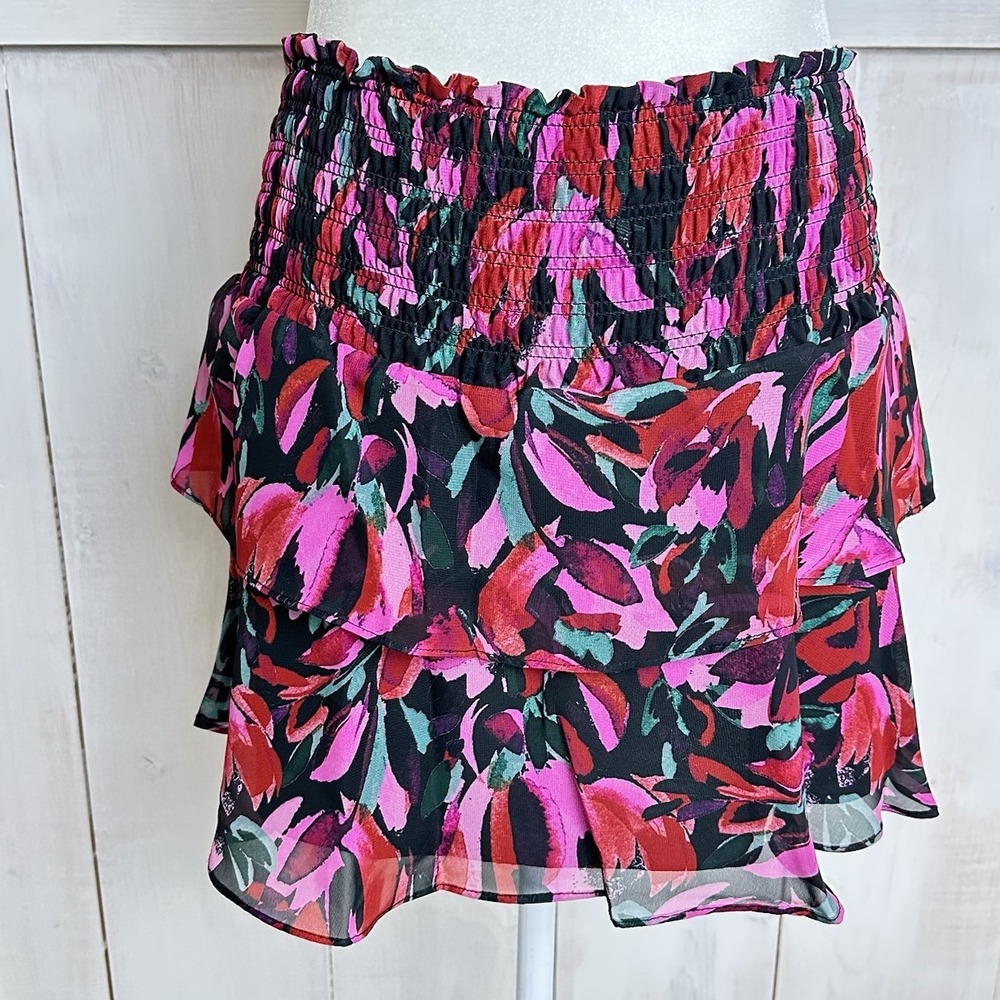 Milly Ginny Tulip Bouquet Smocked Elastic Waist Tiered‎ Skirt Size S-M NWT